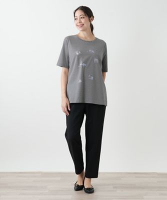 ボーダー刺繍Tシャツ【Leilian WHITE LABEL