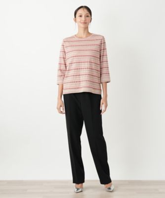 Leilian　レリアン　Tシャツ　サイズ13プラス　インナー　ワインレッド プリントクルーネックTシャツ | Leilian plus house (Women