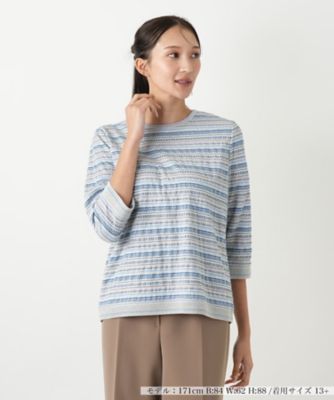 ＜Leilian plus house (Women/大きいサイズ)＞７分袖Ｔシャツ【Ｌｅｉｌｉａｎ　ＷＨＩＴＥ　ＬＡＢＥＬ】