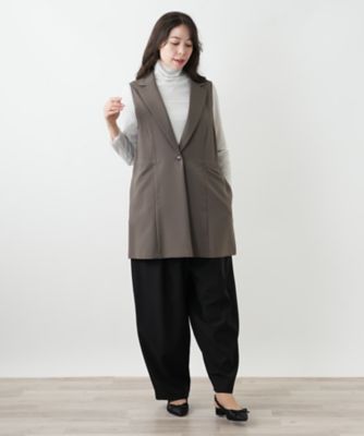 ウォッシャブル】ラペルドロングベスト【プラス企画】 | Leilian plus