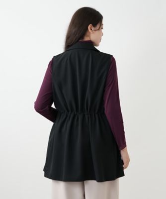 美品 レリアン プラスハウス ロングベスト ジレ 3XL 大きいサイズ 異素材 レースロングベスト[品番：LAVW0016473]｜Leilian PLUS HOUSE
