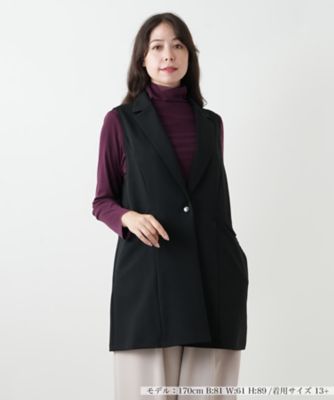 【送料無料】Leilian plus house (Women/大きいサイズ)/レリアン プラスハウス ラペルドロングベスト 99クロ コート・ジャケット【三越伊勢丹/公式】