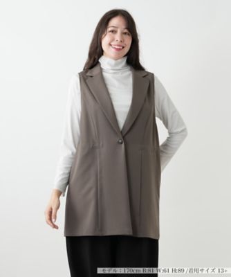 ＜Leilian plus house (Women/大きいサイズ)＞ラペルドロングベスト【プラス企画】