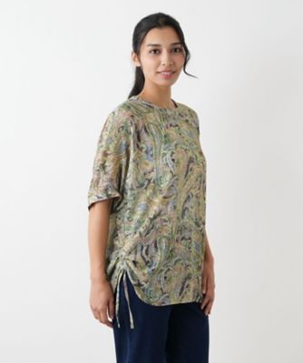 【大きいサイズ13号】ROCHAS レリアン コットンペイズリーペプラムブラウス 大きいサイズ13号】ROCHAS レリアン コットンペイズリーペプラム