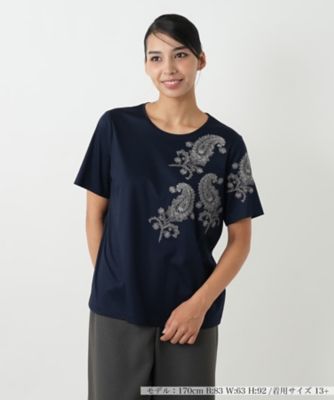 ＜Leilian plus house (Women/大きいサイズ)＞ペイズリー刺繍カットソー【ＲＯＣＨＡＳ　Ｐｒｅｍｉｅｒｅ】