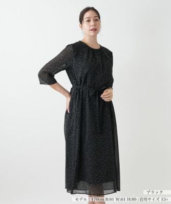 【送料無料】Leilian plus house (Women/大きいサイズ)/レリアン プラスハウス ドットフレアワンピース 99クロ ワンピース・ドレス【三越伊勢丹/公式】