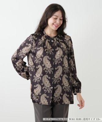 ＜Leilian plus house (Women/大きいサイズ)＞ペイズリー柄バンドカラーブラウス【ＲＯＣＨＡＳ　Ｐｒｅｍｉｅｒｅ】