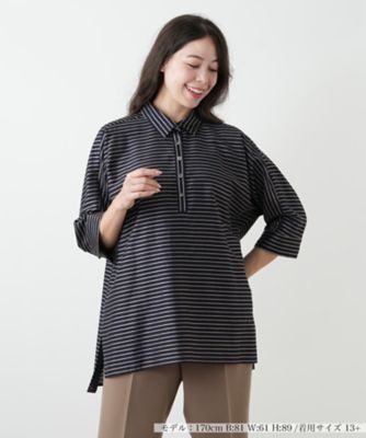＜Leilian plus house (Women/大きいサイズ)＞ストライプブラウス【ＲＯＣＨＡＳ　Ｐｒｅｍｉｅｒｅ】