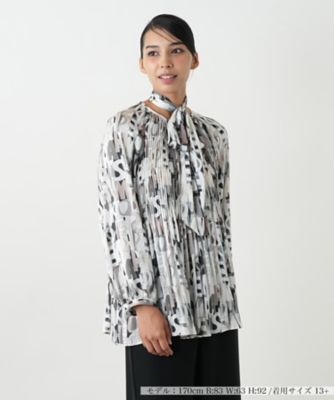 ＜Leilian plus house (Women/大きいサイズ)＞プリントボウタイブラウス【ＲＯＣＨＡＳ　Ｐｒｅｍｉｅｒｅ】
