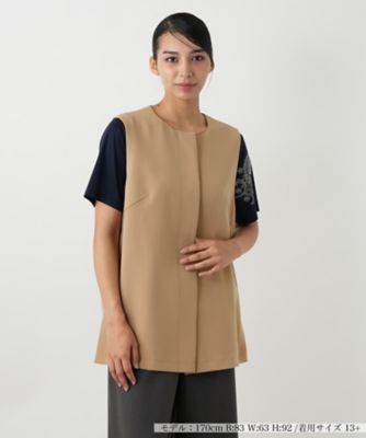 【送料無料】Leilian plus house (Women/大きいサイズ)/レリアン プラスハウス 比翼ベスト【ROCHAS Premiere】83チャイロ コート・ジャケット【三越伊勢丹/公式】