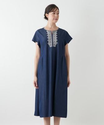 Leilian ノースリーブ　ワンピース　日本製　レース　黒　フレア　花柄　刺繍 刺繍フレアワンピース【プラス企画】 | Leilian plus house