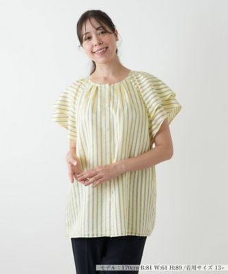 Leilian PLUS HOUSE / レリアンプラスハウス 【店舗人気】ストライプブラウス【プラス企画】 店舗人気】ストライプバンドカラーブラウス【プラス企画