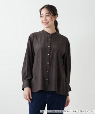 【送料無料】Leilian plus house (Women/大きいサイズ)/レリアン プラスハウス スタンドカラーブラウス 89コゲチャ トップス【三越伊勢丹/公式】