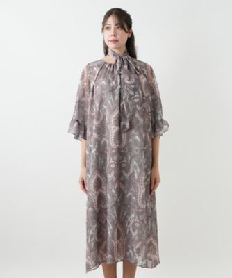 店舗人気】ペイズリー柄フレアワンピース【BOURGE