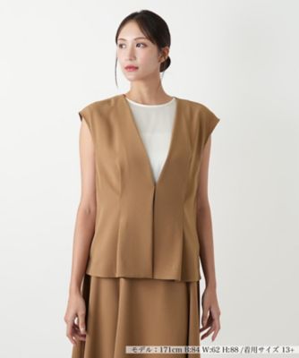 ＜Leilian plus house (Women/大きいサイズ)＞Ｖネックベスト【ＢＯＵＲＧＥ】