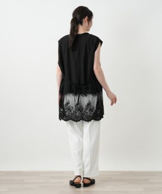 レース切替ロングベスト【BOURGE】 | Leilian plus house (Women