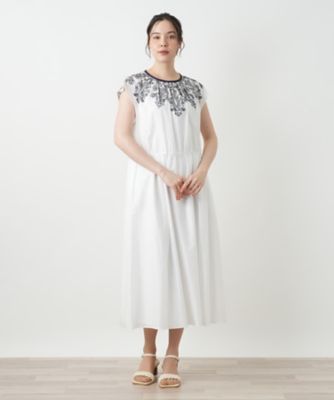 刺繍フレンチスリーブワンピース【BOURGE】 | Leilian