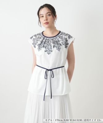 刺繍フレンチスリーブブラウス【BOURGE】 | Leilian plus