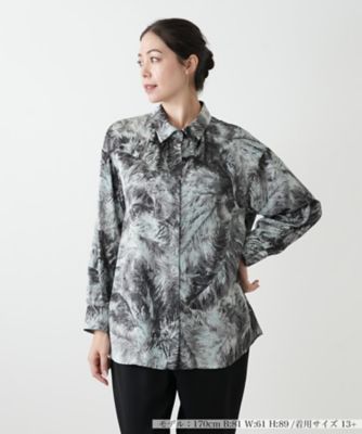 【送料無料】Leilian plus house (Women/大きいサイズ)/レリアン プラスハウス プリントシャツブラウス 95グレー トップス【三越伊勢丹/公式】