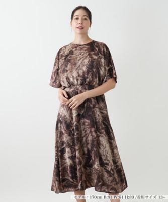 美品✨レリアン 大きいサイズ XL ワンピース 総柄 ドレス Leilian plus house (Women/大きいサイズ)の大きいサイズ 13号