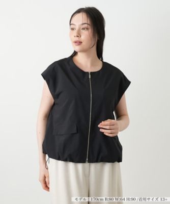 美品 レリアン プラスハウス ロングベスト ジレ 3XL 大きいサイズ 異素材 店舗人気】プリーツロングベスト【Leilian WHITE
