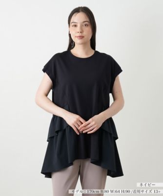 【レリアン】切り替えチュニックブラウス/黒 半袖11号/新品未使用/更にお値下げ レリアン】切り替えチュニックブラウス/黒 半袖11号/新品未使用