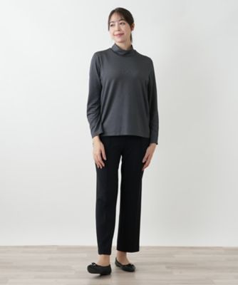 美品✨レリアン ハイネック チュニック 長袖 ボーダー ドッキング M 黒 ミジンコボーダー ハイネックカットソー | Leilian plus house (Women