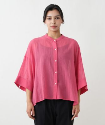 ウォッシャブル】シアーバンドカラーシャツ【BOURGE】 | Leilian