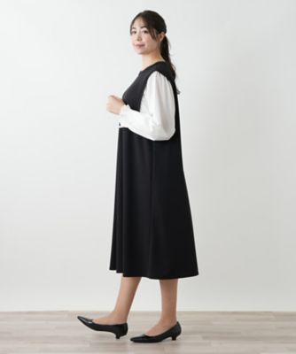 美品　大きいサイズ leilianレリアン モノクロ　ワンピース プリントフレアワンピース【Leilian WHITE LABEL】|レリアン