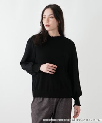 Leilian(レリアン) 長袖カットソー サイズ13 L レディース - グリーン×黒 ニット leilian - Leilian(レリアン) 長袖カットソー サイズ13 L レディース