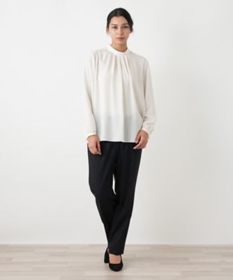 ウォッシャブル】ハイネックシアーブラウス【25年11月カタログ