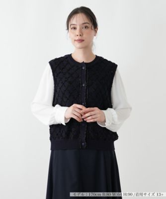 2024年✨美品✨大きいサイズ　レリアン　13+　スタンドカラーベスト　ブラック ベスト【ROCHAS Premiere】 | Leilian plus house