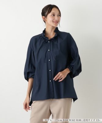 ＜Leilian plus house (Women/大きいサイズ)＞フリルネックボリュームスリーブブラウス【ＮＥＭＩＫＡ】