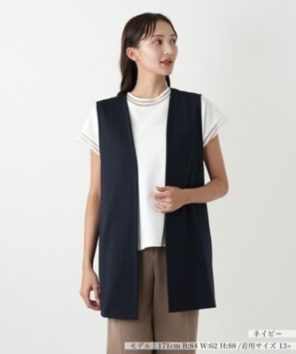 美品 レリアン プラスハウス ロングベスト ジレ 3XL 大きいサイズ 異素材 店舗人気】プリーツロングベスト【Leilian WHITE