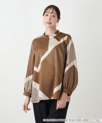 【送料無料】Leilian plus house (Women/大きいサイズ)/レリアン プラスハウス ブラウス【ROCHAS Premiere】85チャイロ トップス【三越伊勢丹/公式】