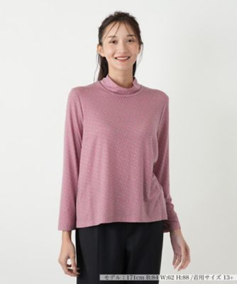 幾何学柄ハイネックトップス【Leilian WHITE LABEL
