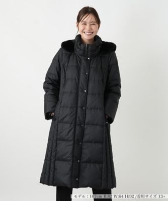 送料無料】フーデッドダウンコート【Leilian WHITE