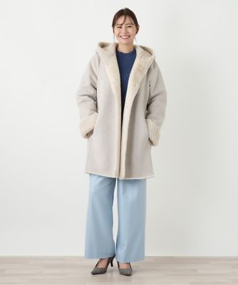 店舗人気】ファー風フードコート【Leilian WHITE