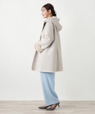 店頭人気】ファー風フードコート【Leilian WHITE