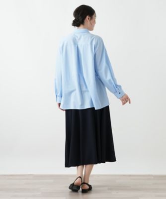 ストライプ柄コットンシャツブラウス【Leilian WHITE