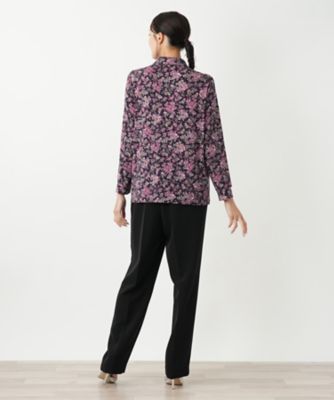 ペイズリー柄ポロシャツチュニック【Leilian WHITE 
