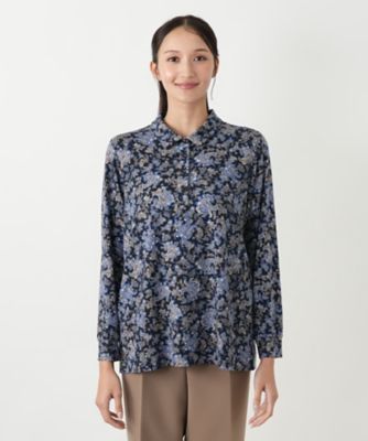 ペイズリー柄ポロシャツチュニック【Leilian WHITE