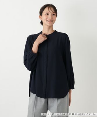＜Leilian plus house (Women/大きいサイズ)＞スタンドカラーブラウス【Ｌｅｉｌｉａｎ　ＷＨＩＴＥ　ＬＡＢＥＬ】