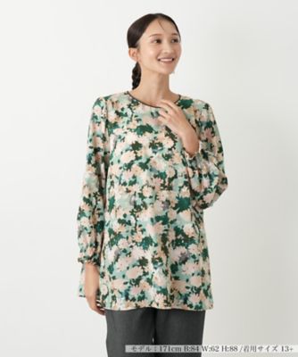 【送料無料】Leilian plus house (Women/大きいサイズ)/レリアン プラスハウス 花柄ブラウス【Leilian WHITE LABEL】43ライトグリーン トップス【三越伊勢丹/公式】