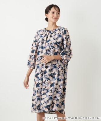 ＜Leilian plus house (Women/大きいサイズ)＞花柄フレアワンピース【Ｌｅｉｌｉａｎ　ＷＨＩＴＥ　ＬＡＢＥＬ】