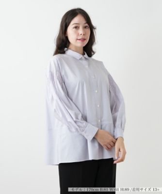 ＜Leilian plus house (Women/大きいサイズ)＞ストライプ切替ブラウス【ＭＵＳＥ　ＢＹ　ＲＯＣＨＡＳ　Ｐｒｅｍｉｅｒｅ】