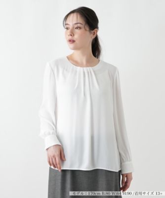 ＜Leilian plus house (Women/大きいサイズ)＞【ウォッシャブル】ブラウス【Ｌｅｉｌｉａｎ　ＷＨＩＴＥ　ＬＡＢＥＬ】【ライトオケージョン】