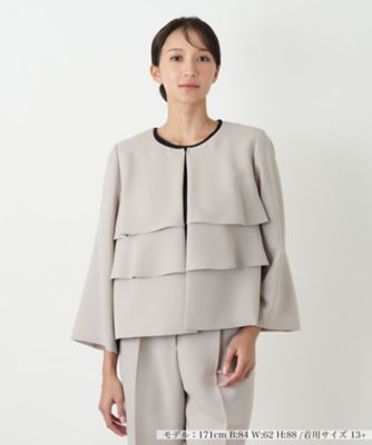 ＜Leilian plus house (Women/大きいサイズ)＞ノーカラージャケット【ＢＯＵＲＧＥ】