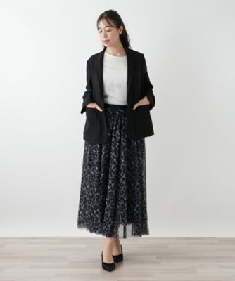 美品✨ネミカ　チュールスカート　XL　黒　近年モデル　黒　レリアン　定価3.8 プリントチュールロングスカート【NEMIKA】 | Leilian plus