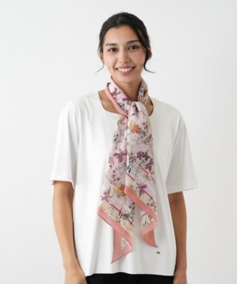 【美品】レリアン　シルク スカーフ ボタニカルプリントスカーフ | Leilian plus house (Women